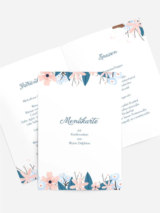 Menükarte Konfirmation Kreuzblüte