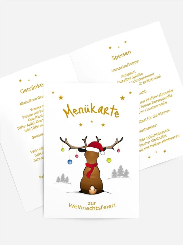 Menükarte Weihnachten Rudolph