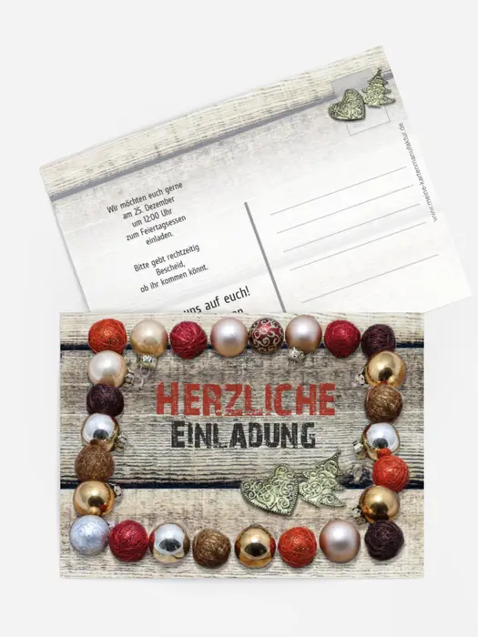 Weihnachtseinladung Kugelrahmen