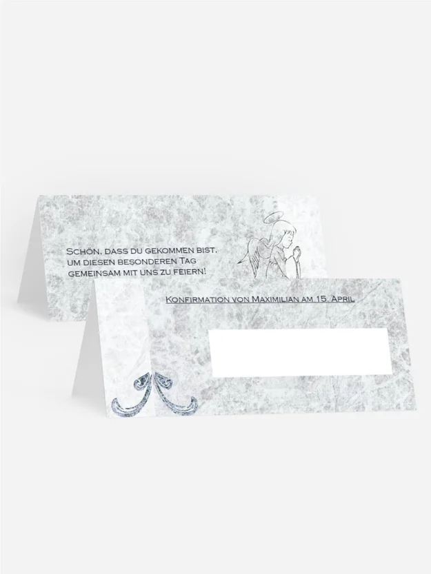 Tischkarte Konfirmation Relief-Engelchen Tischkarte Konfirmation Relief-Engelchen