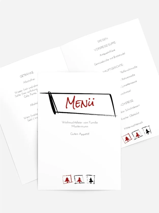 Weihnachts Menükarte Bäumchenbild Weihnachts Menükarte Bäumchenbild