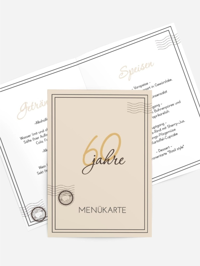 Menükarte Geburtstag Einschreibebrief