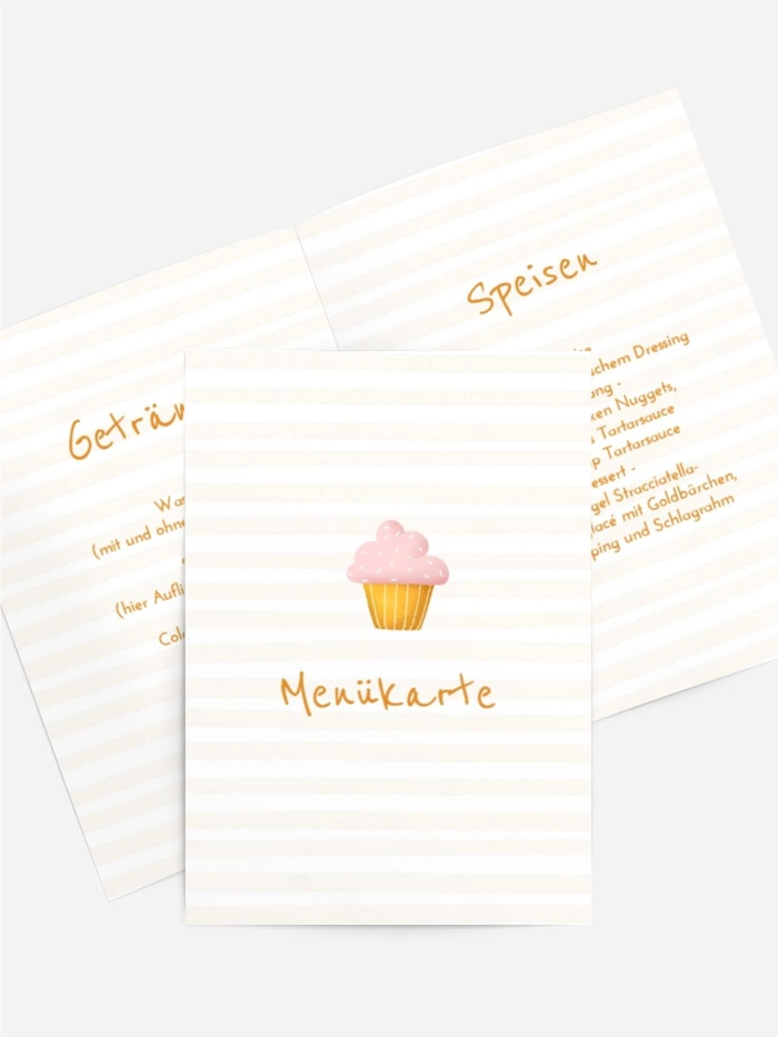 Menükarte Geburtstag Überraschungs-Cupcake Menükarte Geburtstag Überraschungs-Cupcake