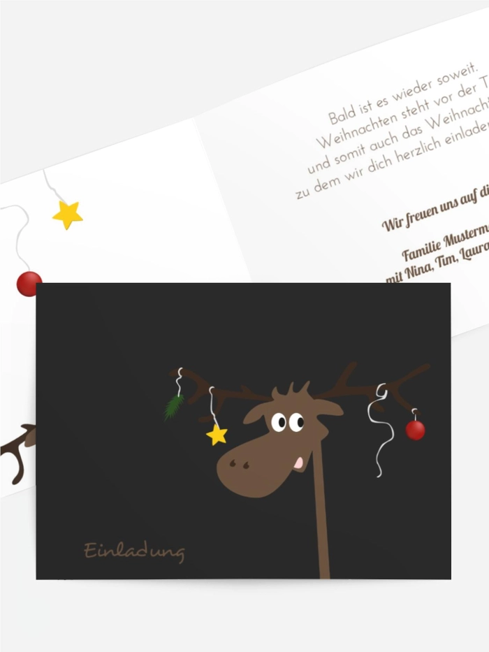 Weihnachts Einladungskarte privat Elch Weihnachts Einladungskarte privat Elch