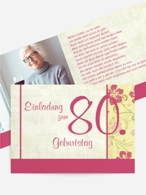 Einladung zum Geburtstag Hibiskus 80 Foto Einladung zum Geburtstag Hibiskus 80 Foto