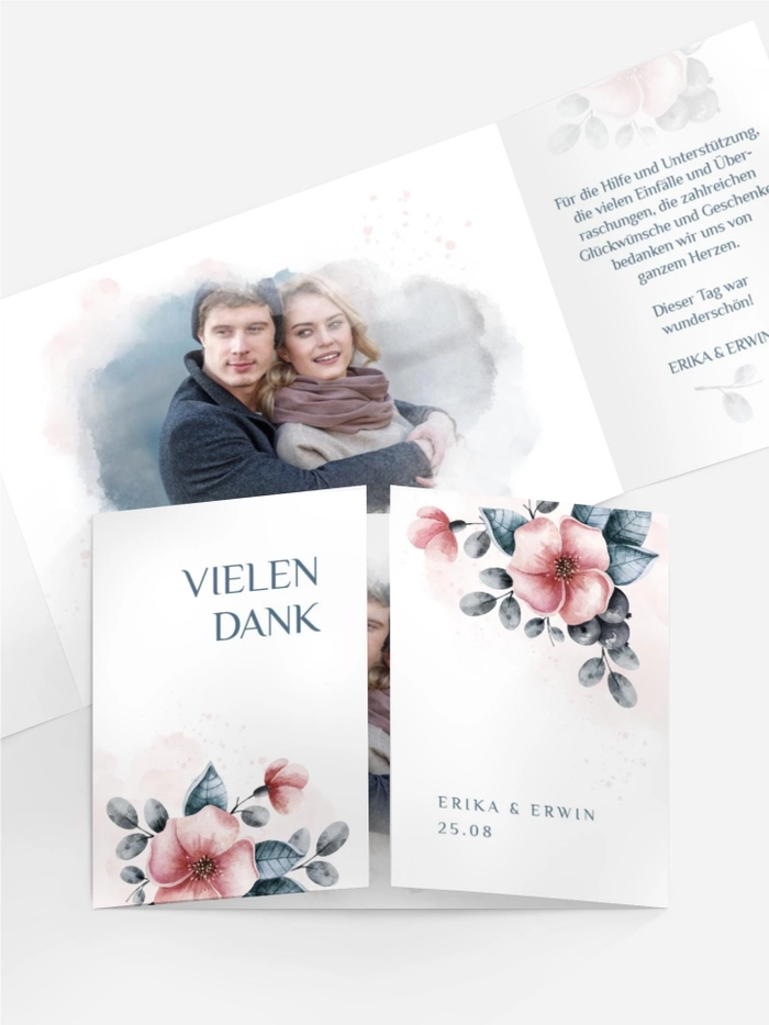 Dankeskarte Hochzeit "Präsente Blumenflut"