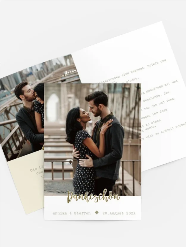 Dankeskarte Hochzeit "Glitzerschrift" Dankeskarte Hochzeit "Glitzerschrift"