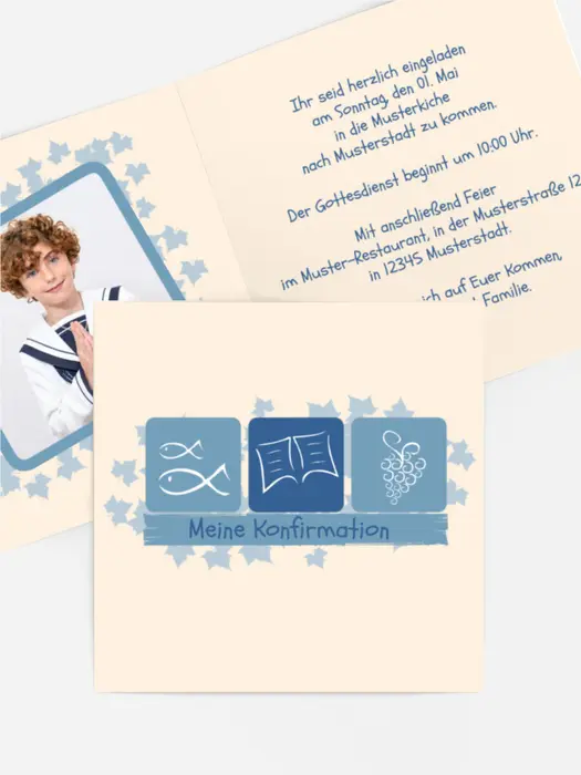 Einladungskarte Konfirmation Blatt Einladungskarte Konfirmation Blatt