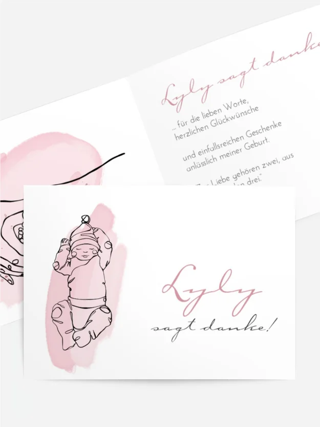 Baby Dankeskarte in Blumen schlafen Baby Dankeskarte in Blumen schlafen