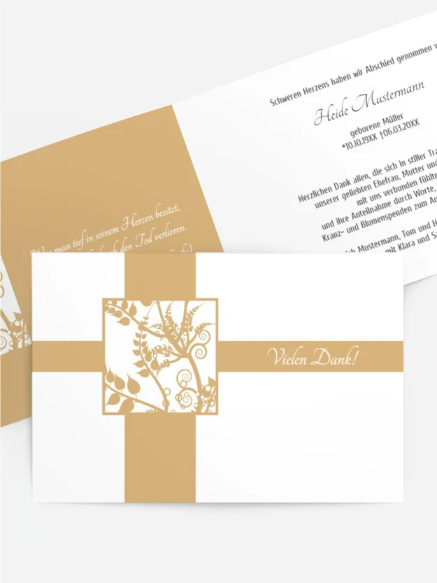 Trauerdanksagung Florales Quadrat quer