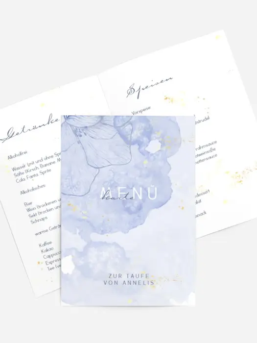 Menükarte Taufe Aquarell Mohnblumen
