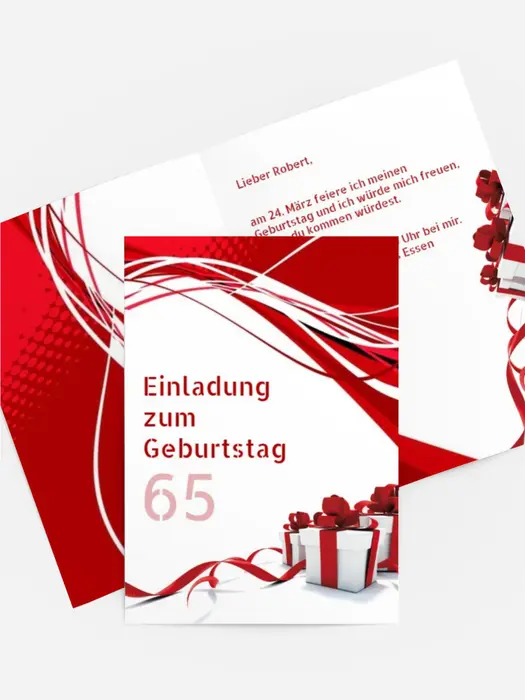Geburtstagseinladung Schleifenband 65