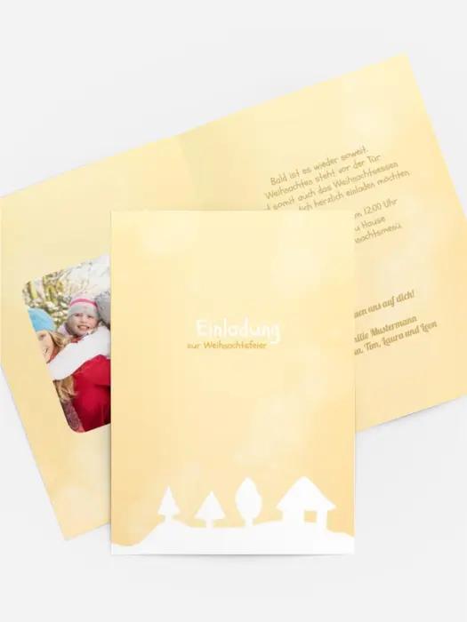 Weihnachts Einladungskarte privat Schneelandschaft