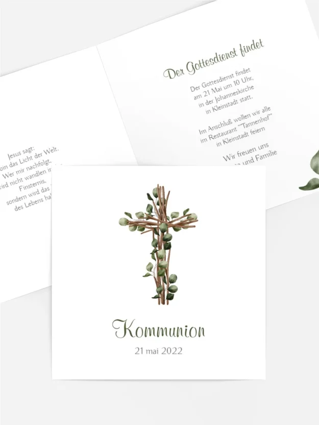 Einladungskarte Kommunion Weg des Kreuzes