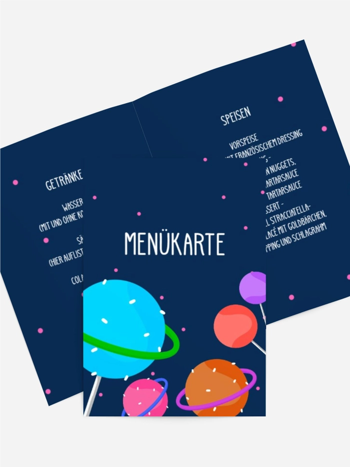 Menükarte Geburtstag Planetenstraße Menükarte Geburtstag Planetenstraße