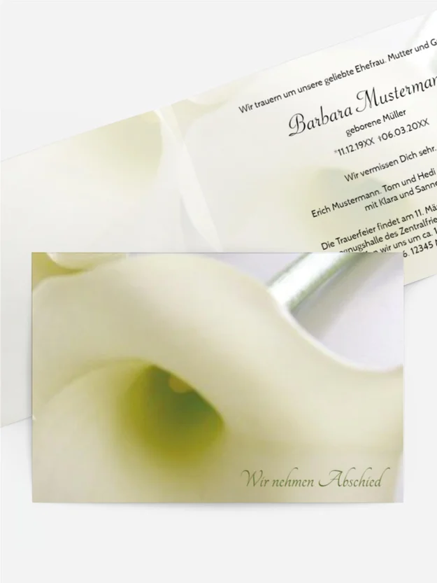 Trauerkarte Calla quer