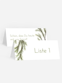 Weihnachtstischkarte Tannenzweige