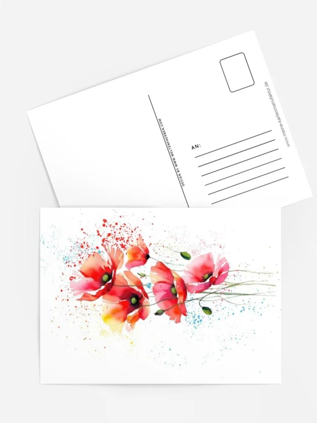 Aquarellkarte „Mohnzauber“ Leuchtende Sommergrüße ohne Lettering