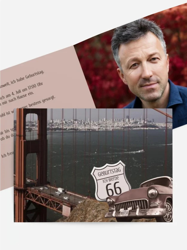 Einladungskarte zum Geburtstag old bridge Foto