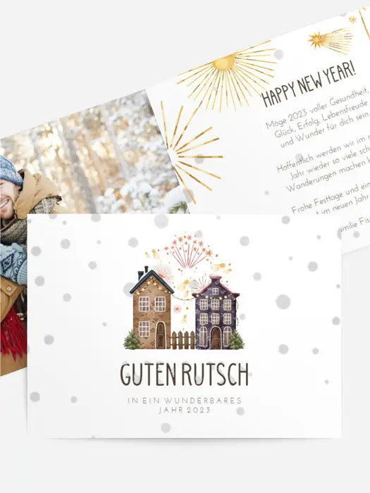 Neujahrskarte Ein Urlaub in jedem Haus