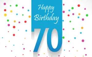 Einladungskarten 70 Geburtstag mit buntem Konfetti und Happy Birthday, lustige Einladungskarten gestalten