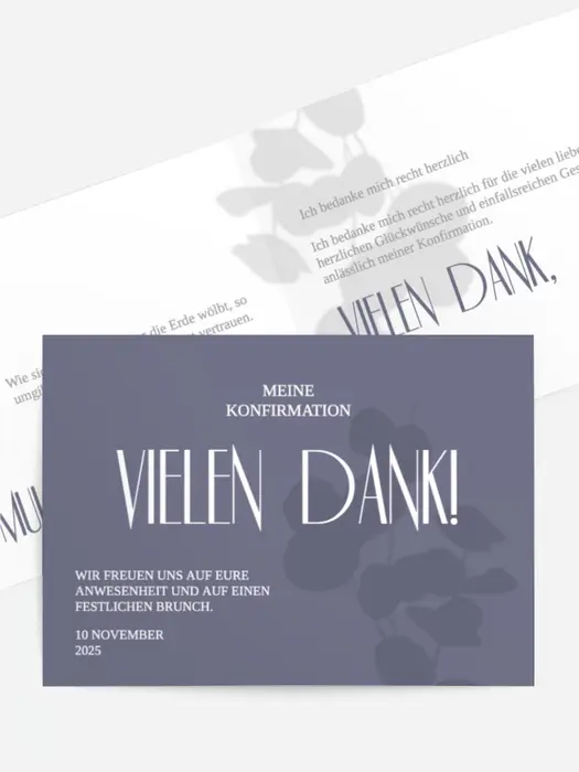 Dankeskarte Konfirmation Schatten der Blumen