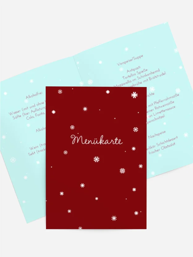 Menükarte Weihnachten Schneeball