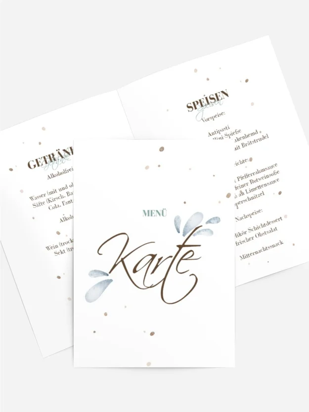 Menükarte Taufe Weihwasser