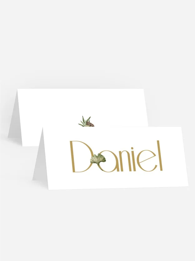 Tischkarte Taufe Blattbuchstaben