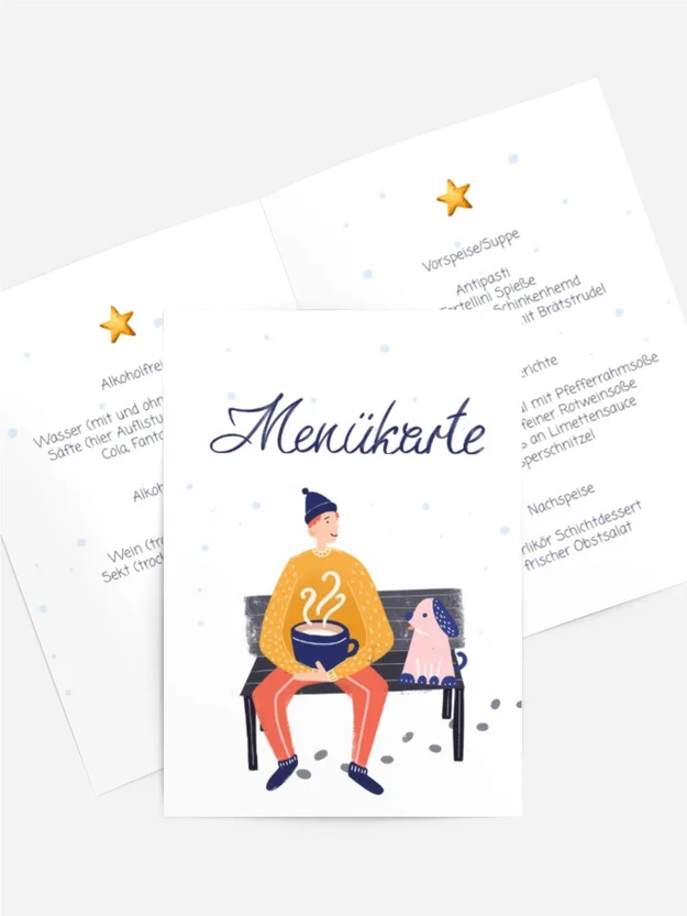 Menükarte Weihnachten Winterwanderung