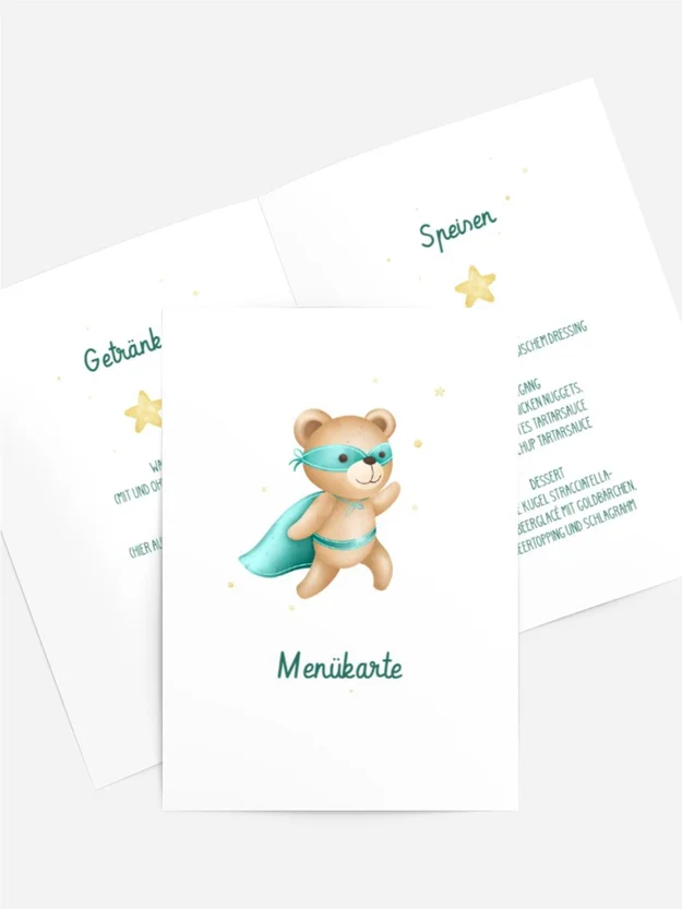 Menükarte Geburtstag Super-Bär