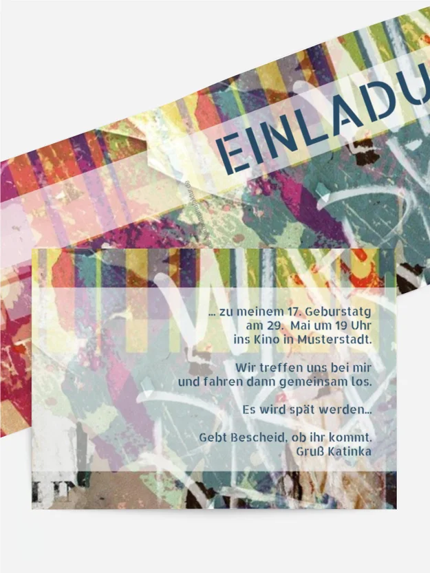 Geburtstagseinladnugskarte Graffiti Foto