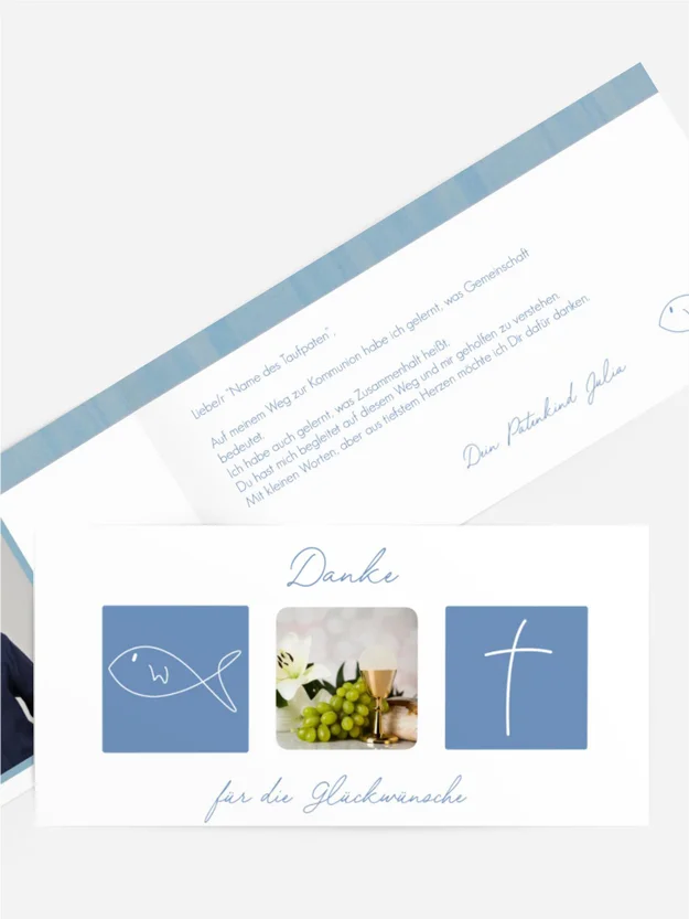 Dankeskarte Kommunion_White