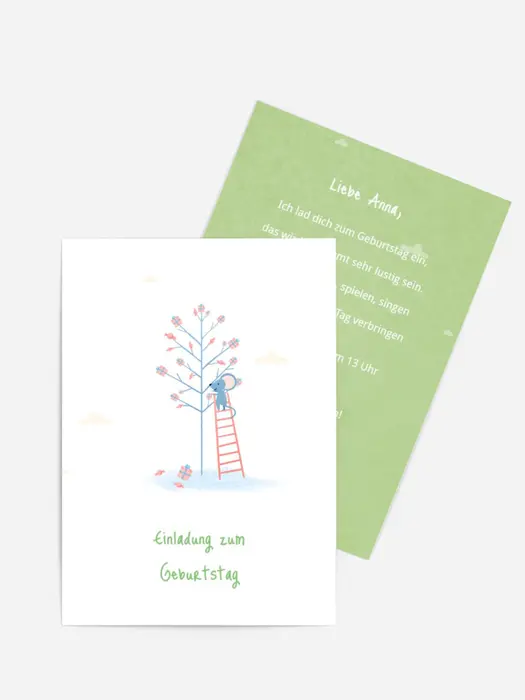 Geburtstagseinladung Mäusegeschenk