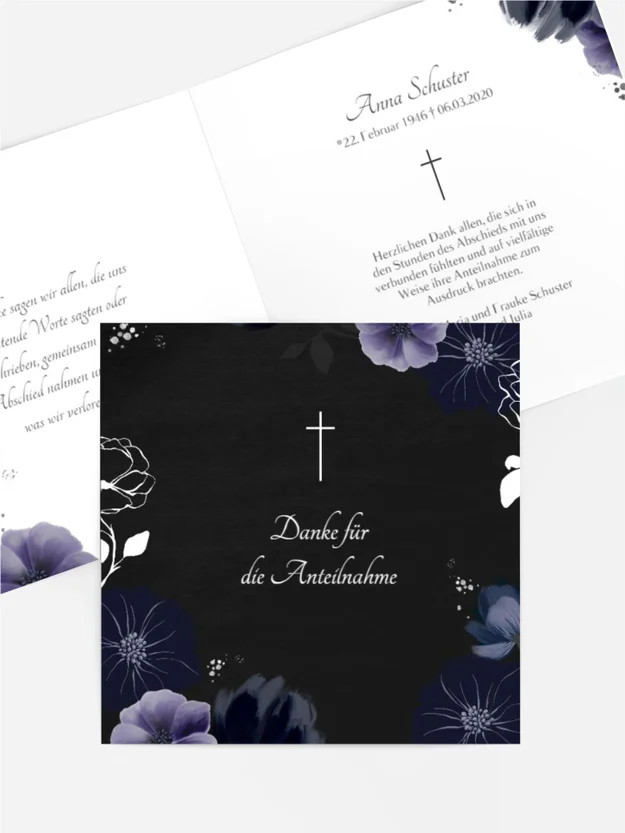 Trauerdanksagung Schwarze Blumennacht