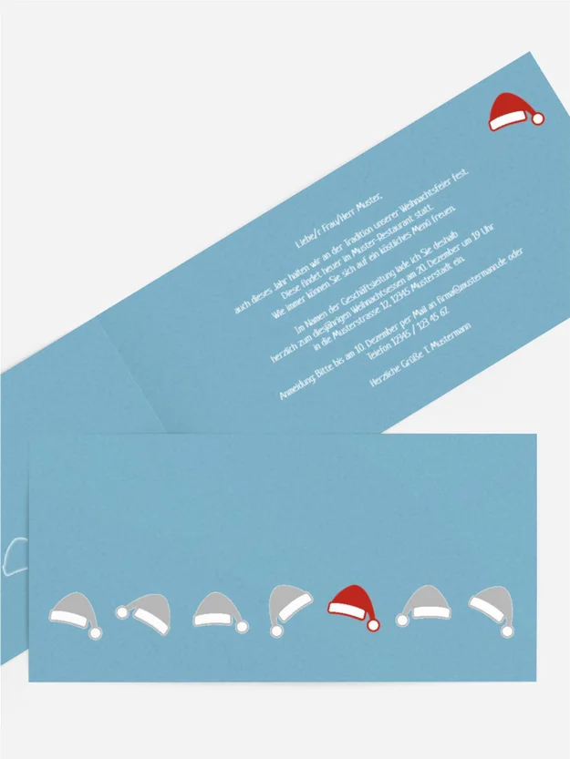 Weihnachtseinladung Geschäftlich Mützenreihe