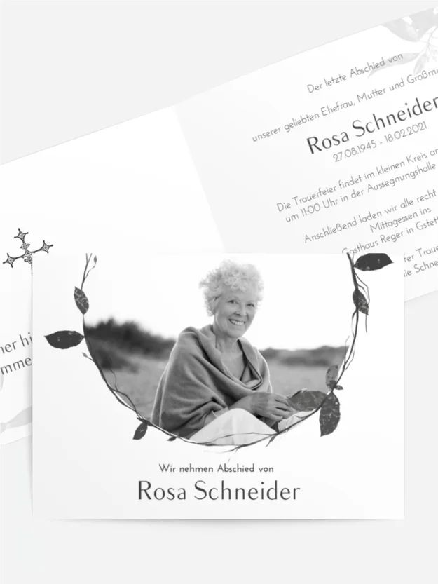 Trauerkarte  Ein trauriger Kranz der Erinnerung