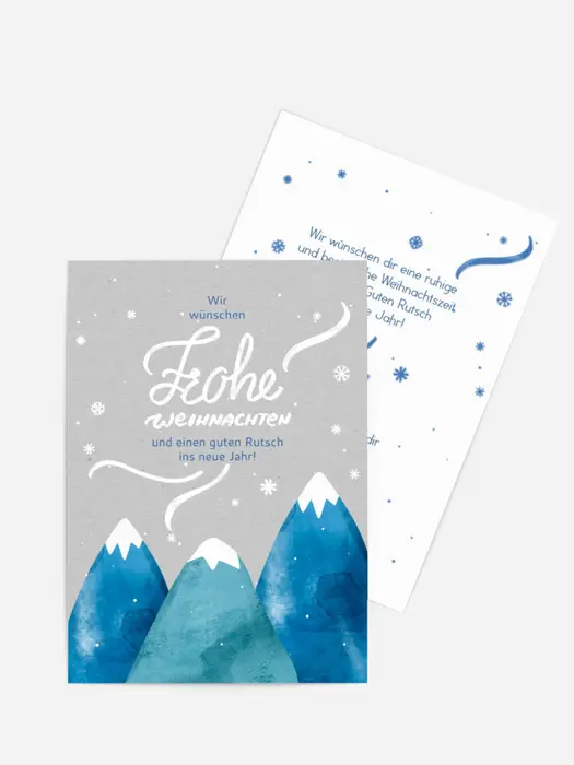 Schneebedeckte Berge Grußkarte Weihnachten