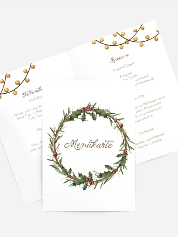 Menükarte Weihnachten Hirsche Und Weihnachtslaternen