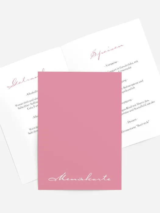 Menükarte Geburtstag Rosa Wochentage