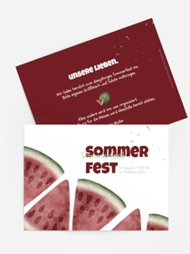 Sommerfest Einladung Saftige Wassermelone