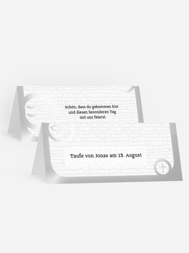 Tischkarte Taufe Taufsymbolrahmen