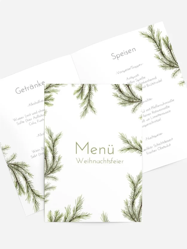 Weihnachtsmenükarte Tannenzweige