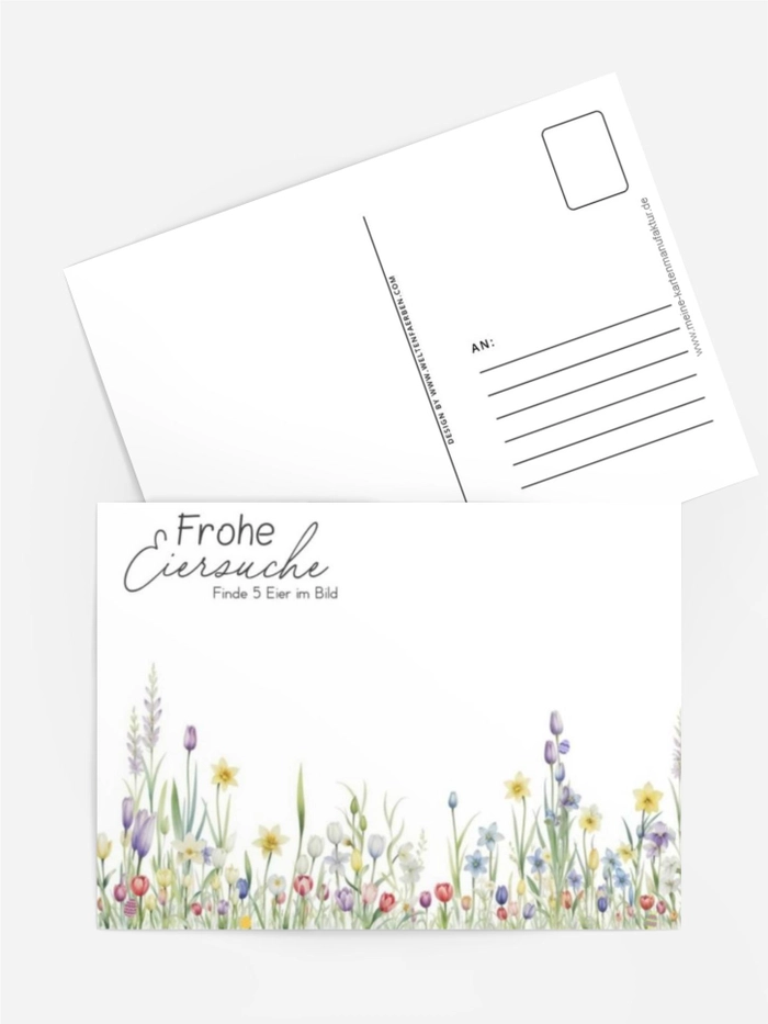 „Osterkarte Frohe Eiersuche – Versteckte Eier im Frühlingsgarten“ „Osterkarte Frohe Eiersuche – Versteckte Eier im Frühlingsgarten“