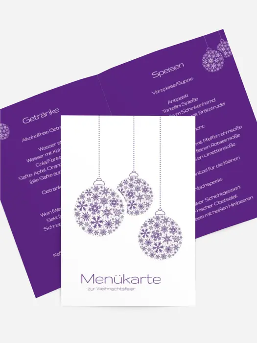 Menükarte Weihnachten Kugeln