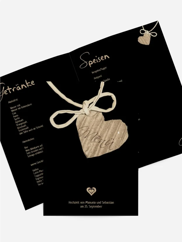 Menükarte Hochzeit natürlich Ja