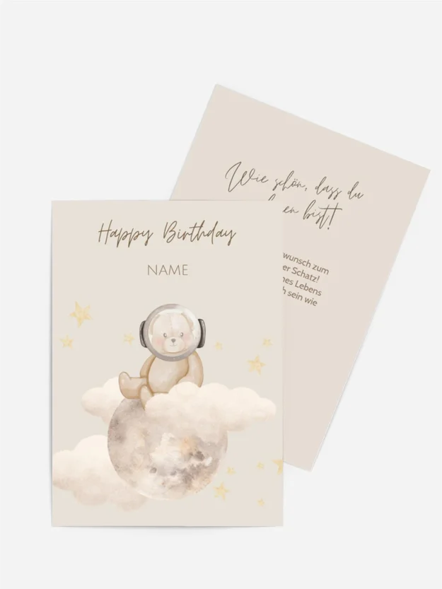Personalisierbare Geburtstagskarte Astro-Bär
