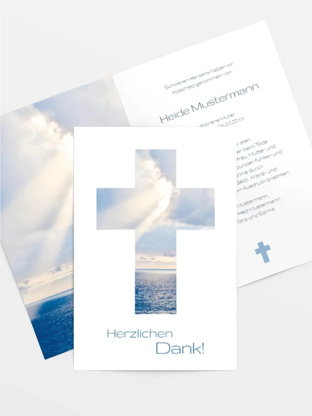 Trauerdanksagung Himmelskreuz hoch