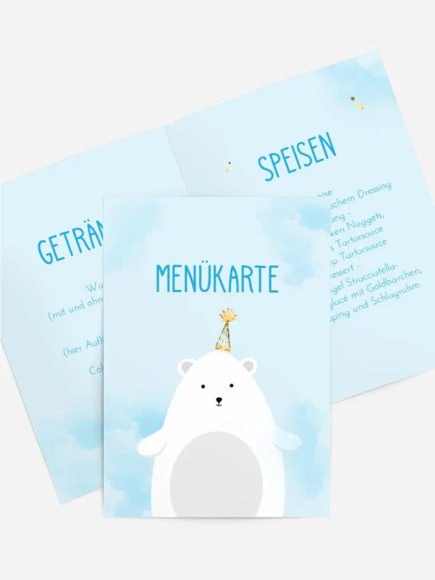 Menükarte Geburtstag  Festlicher Bär