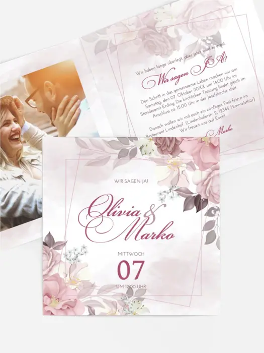 Hochzeitseinladung Rosa Umarmungen